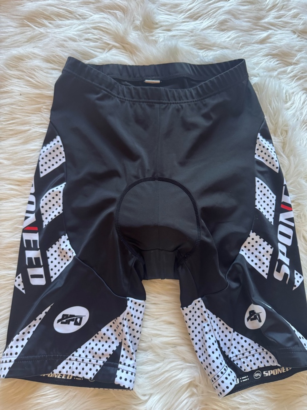 SPONET Men’s Black Athletic Cycling Shorts with White Accents